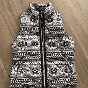 Lands End Down Vest with Winter Print